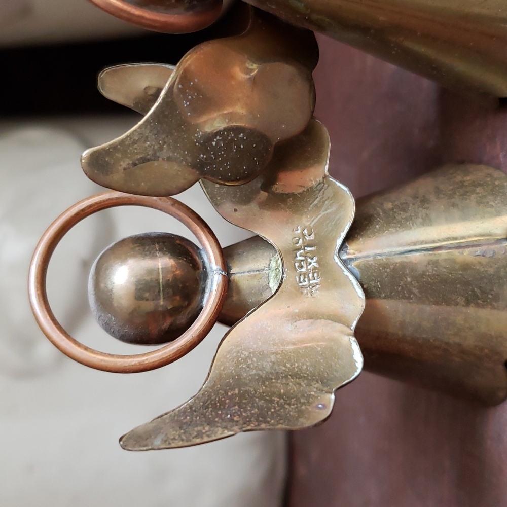 Vintage set of brass angels with copper halos - Picture 3 of 4